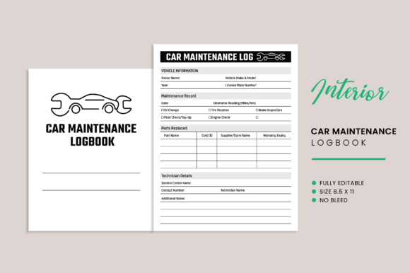 Car Maintenance Logbook KDP Interior