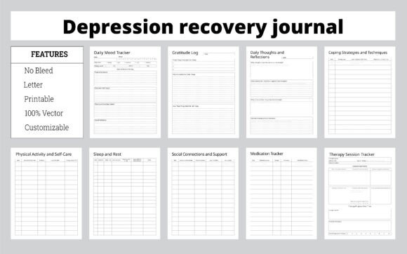 Depression Recovery Journal Bundle: A Comprehensive Tool for Mental Wellness