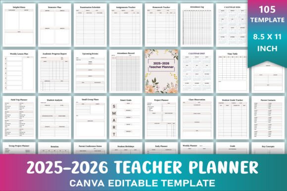 Editable 2025-2026 Teacher Planner