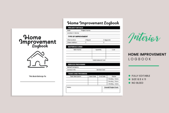 Home Improvement Logbook KDP Interior: A Practical Tool for Your Projects